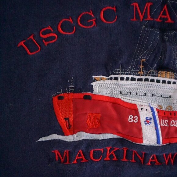 Vintage Horseman 913 Navy Embroidered US Coast Guard Cotton Crewneck Sweater L - Picture 11 of 13